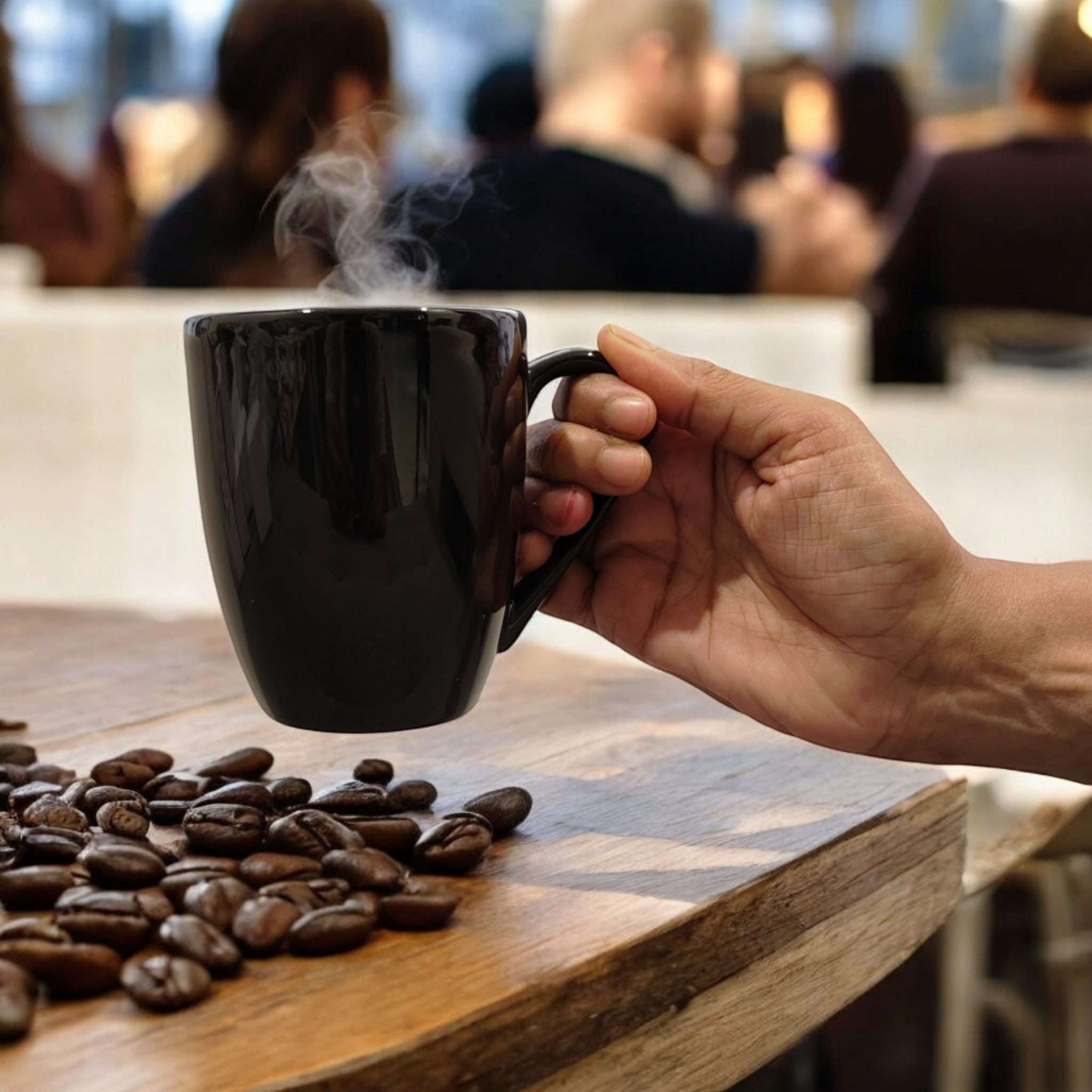 Sleek Black Ceramic Coffee Mug.