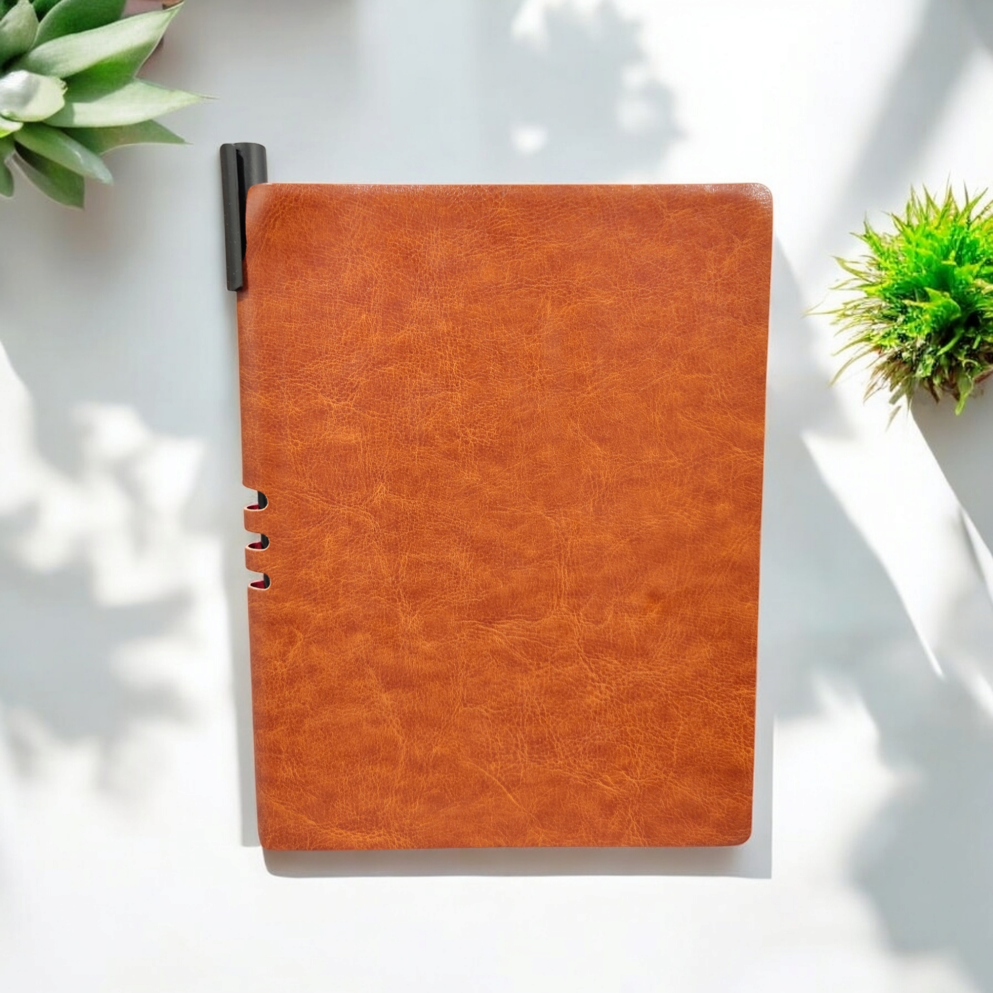 Tan Colour Flexi PU Cover Diary with Pen Holder.